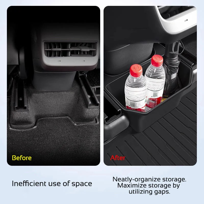 Rear Air Vent Storage Box For Tesla Model Y YL 2025 2026 Under Rear Seat Holder Trash Bin Can Organizer Car Interior Accessories