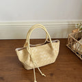 Vintage Woven Bucket Bag Fashion Casual Women'S Shoulder Bag Korean Version Commuting Large Capacity Handbag Pu Crossbody Bag