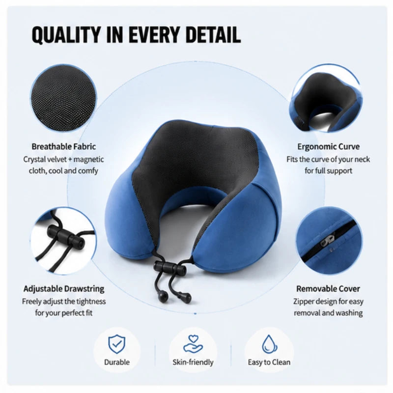 Memory Foam Healthcare Cervical Pillow, Soft U Shape Travel Neck Cushion to Support Neck on Airplane