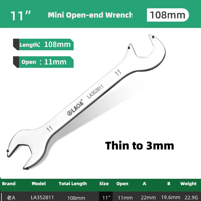 LAOA Mini Double Ended Spanner Open-End Wrench Rool Wrench Can Be Carried with You 5mm-11mm