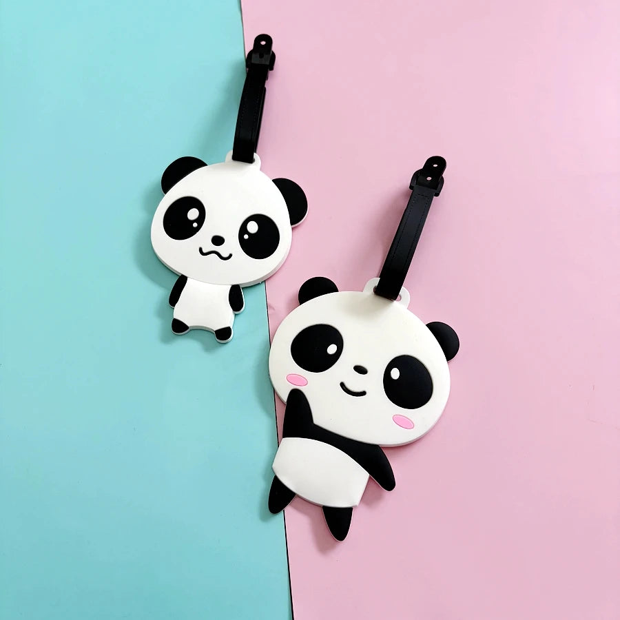 1pc/2pcs Cute Panda Luggage Tag Business Travel Airport Luggage Backpack Anti Loss ID Tag Pendant Work Name Sign