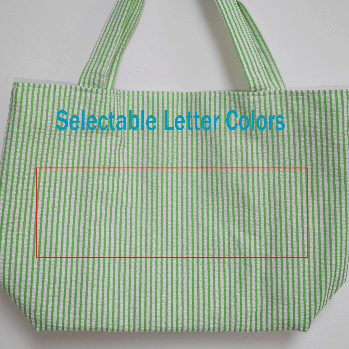 Custom Seersucker Cosmetic Handbag and Travel Organizer — Personalized Chenille Letter Toiletry Bag and Summer Beach Tote