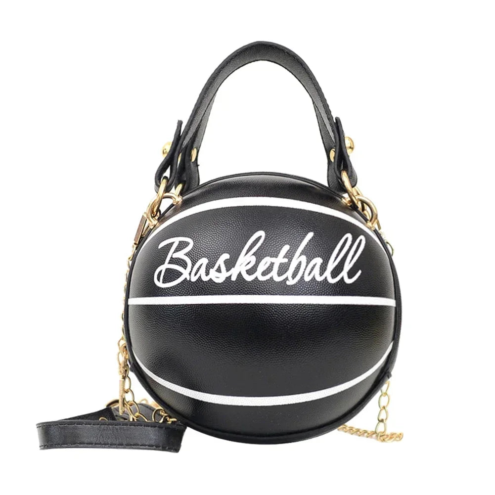 Personality Female Leather Pink Basketball Bag Ball Purses for Teenagers Women Shoulder Bags Crossbody Chain Hand Bags