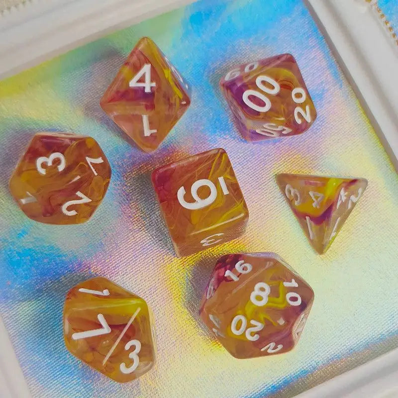 7 Pcs/set Gradient Color  Multi-sided Dice Digital Dice Set Game Accessories