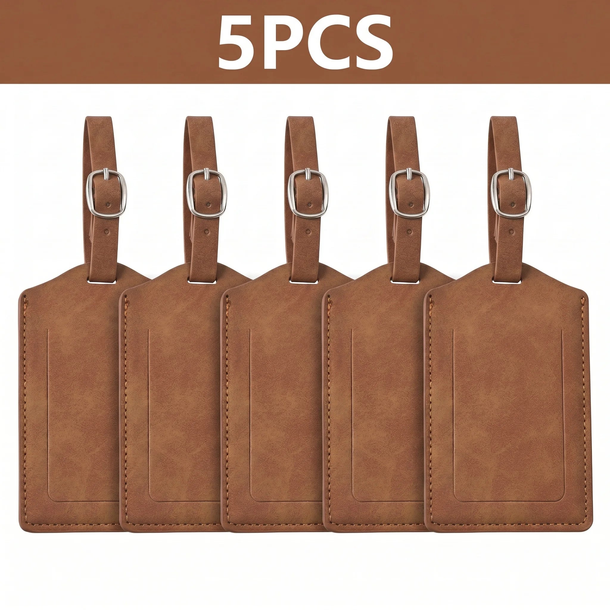 3/5/8PCS Privacy PU Leather Luggage Tag Adjustable Metal Buckle Waterproof Anti-lost Suitcase ID for Backpack Golf Carry Bag