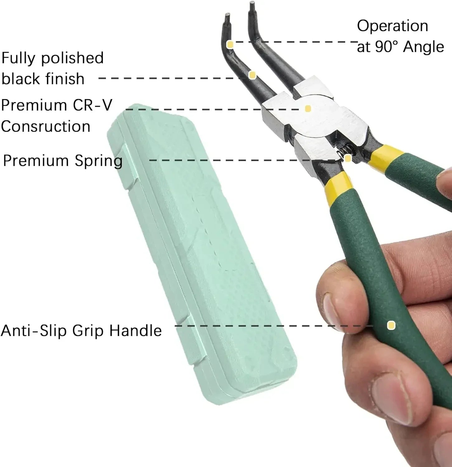 4 PCS Snap Ring Pliers Set With Storage Case 7 Inch Circlip Pliers Kit for Snap Ring Removal Tool Retaining