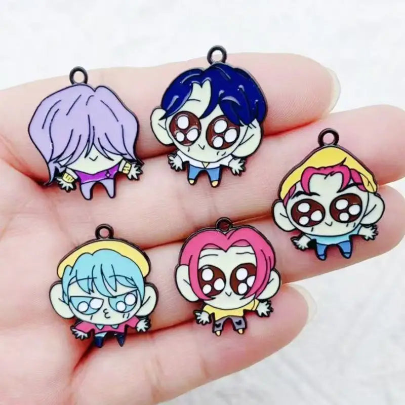 10pcs Cartoon Anime Pendant Oil Drop Alloy DIY Earrings Keychain Pendant Accessories
