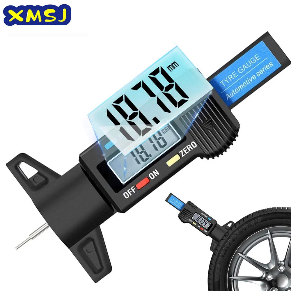 Thickness Gauges Digital Car Tyre Tire Tread Depth Gauge Meter Measurer Tool Caliper Tread Brake Pad Shoe Tire Monitoring System