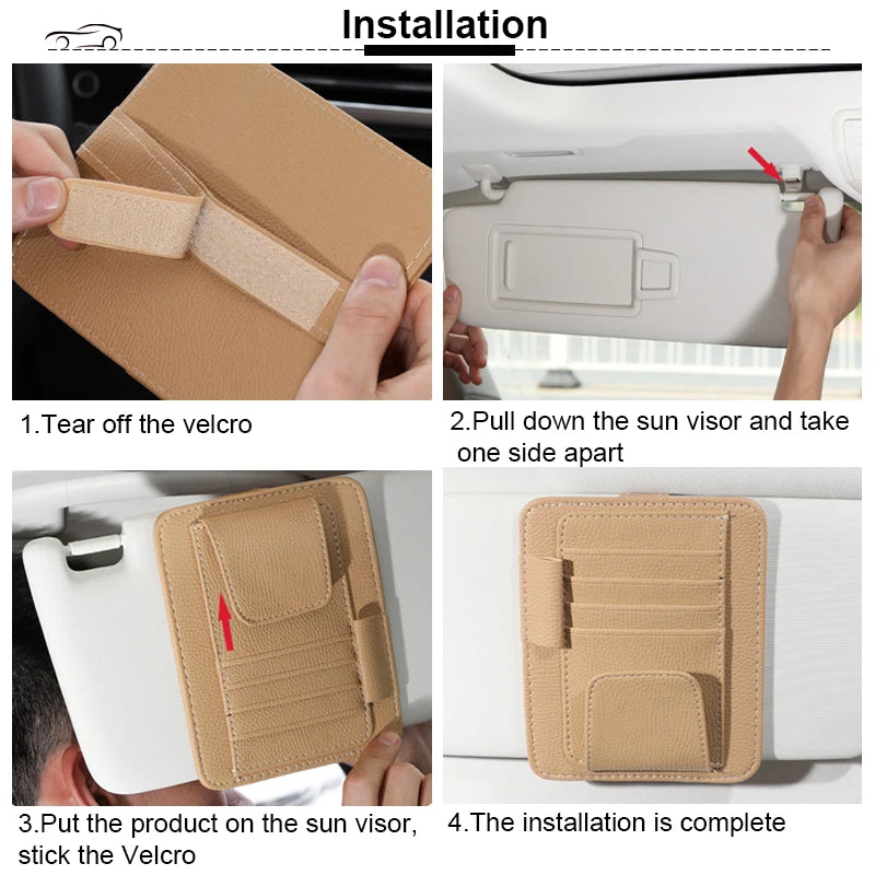 Car Sun Visor Storage Bag Car Glasses Clip Car Interior Supplies 12.5*15CM Car Business Card Holder Bill Holder
