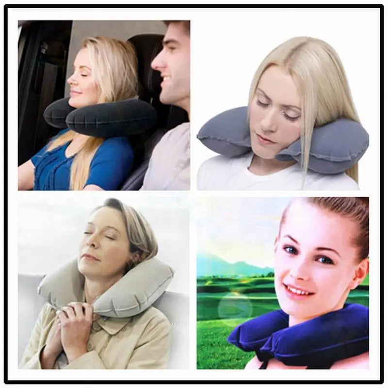 1pcs Functional Inflatable Neck Pillow Inflatable U Shaped Travel Pillow Car Head Neck Rest Air Cushion for Travel Neck Pillow