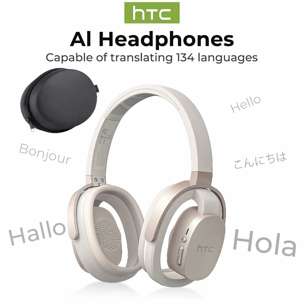 HTC HP07 Bluetooth V6.0 Wireless Open-Ear Headphones Foldable Punchy Bass Headset for PC Laptop phone TV lightweight Hollow Airy