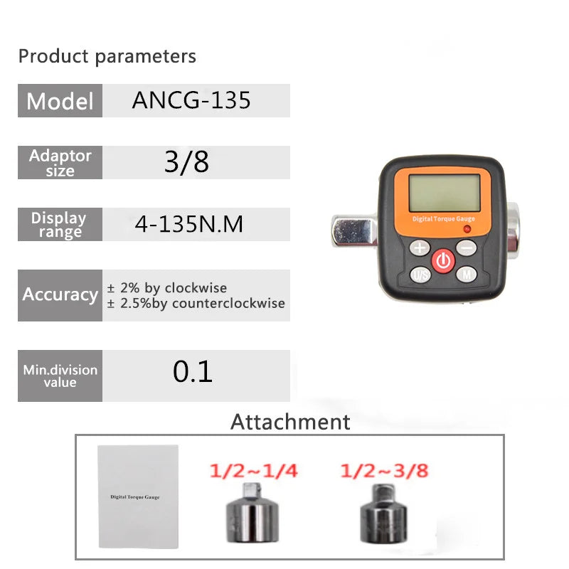 1/4'' 3/8'' 1/2 Company Direct Torque Wrench Tester Torque Adapter Digital Torque Meter Adapters For Head Bike Car Repair Tools