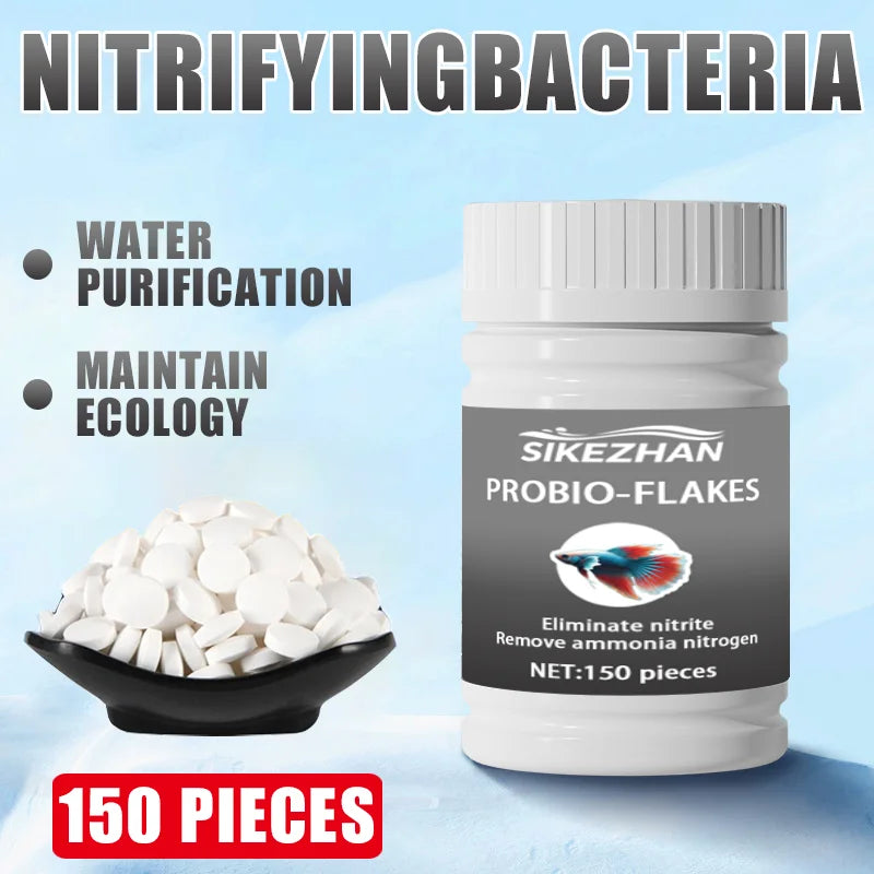 Fish Tank Water Treatment Set: Nitrifying Bacteria Tablets & Liquid, Anti‑Algae Tabs, Odor Remover, Dechlorinator Tablets