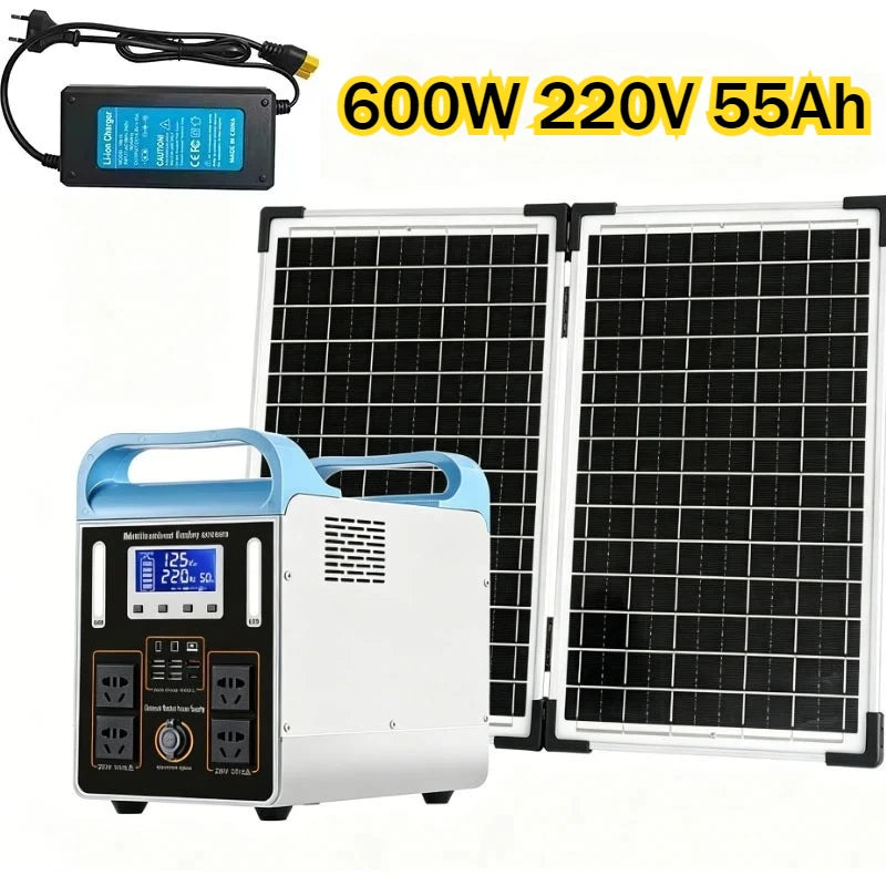 600W Portable Power Station 220V LiFePO4 High Power 555Wh 55Ah Solar Outdoor Mobile Power Supply Home Emergency Energy Storage