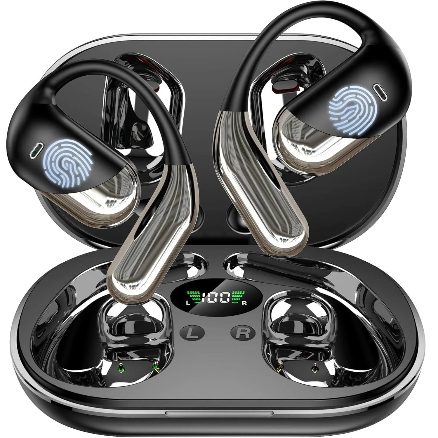 144 Languages AI Translation Earbuds,Bluetooth 5.4 Headphones Translator,Smart Mode Touch Screen Real-Time Earphones Fit Work