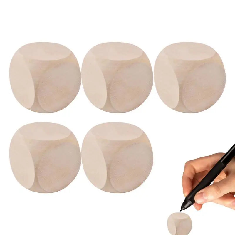 5Pcs Sided Blank Wood Dice Party Family DI Y Games Printing Engraving Kid Toys