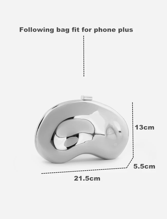Women metal silver gold shell bag cute Evening Clutch Bag with strap For Wedding Party small Purses Designer Handbag summer new