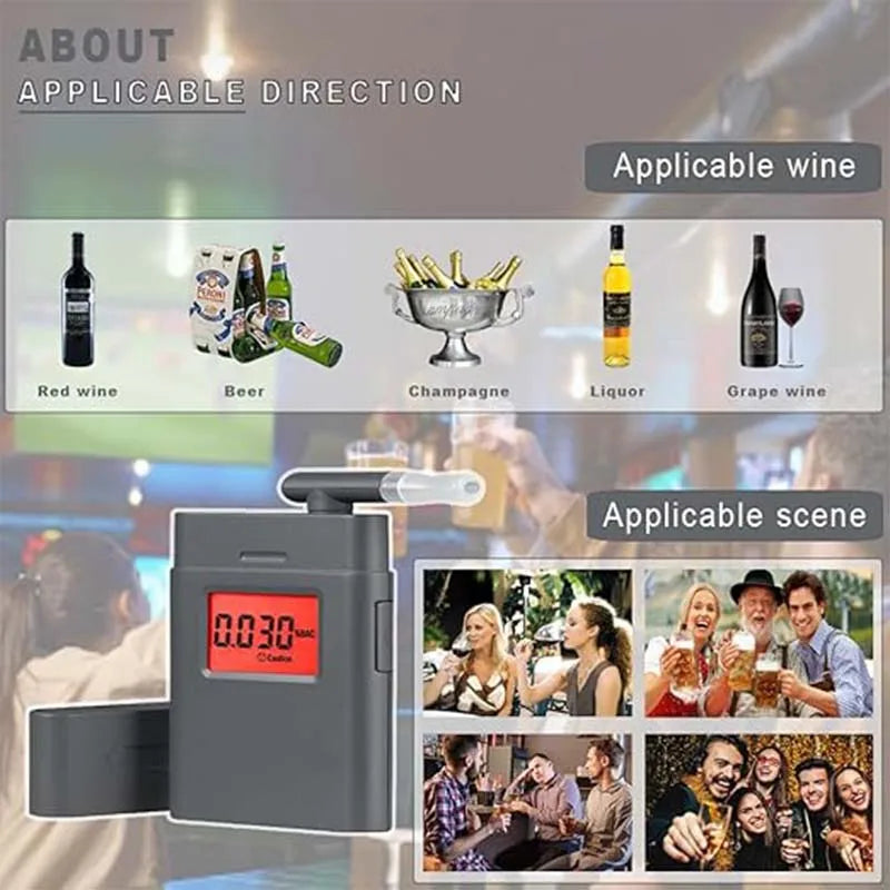 GREENWON LCD Display Mini Digital Alcohol Tester Driving Breath Personal Breathalyzer with Mouthpieces