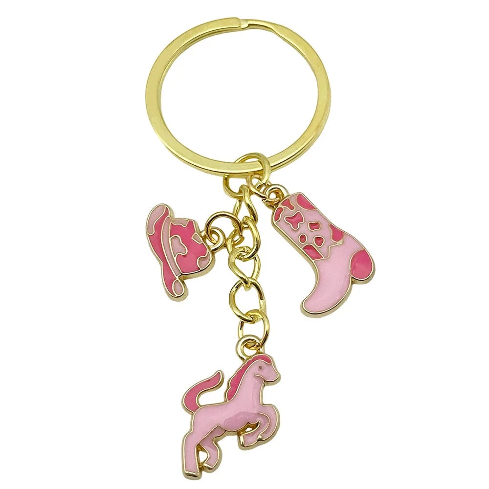 5pcs Boots Cowboy Hat Horseshoe Western Cowboy Alloy Pendant Keychain, Best Gift Choice