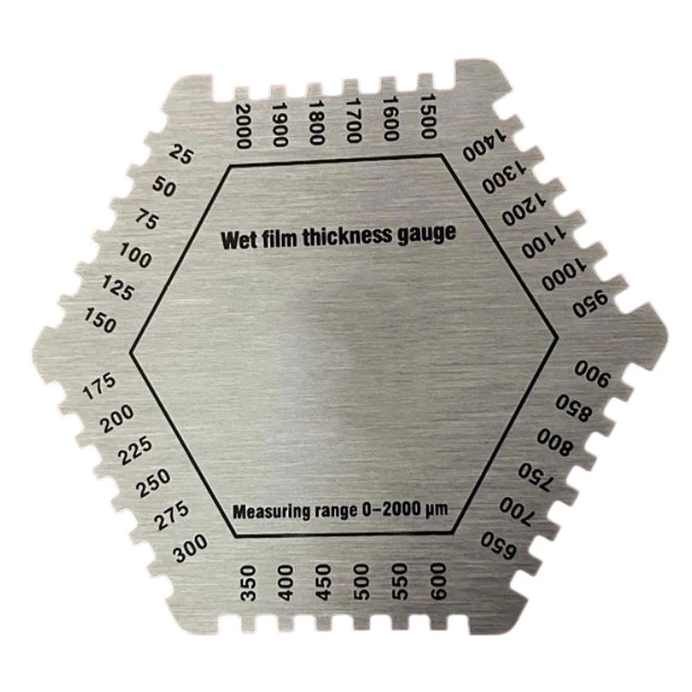 Hexagonal Wet Film Comb Gauge 25-2000um Stainless Steel Paint Thickness Meter For Construction Chemicals