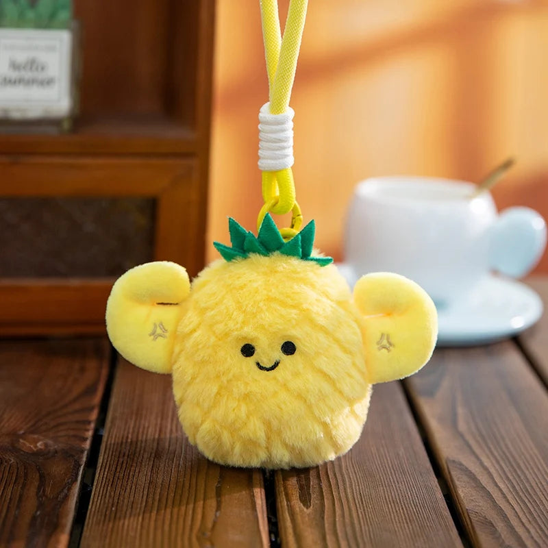 2026 New 12cm Cute Fruit Plush Keychain Avocado Banana Lemon Orange Kiwi Stuffed Doll Bag Pendant Car Hanging Charm Gift