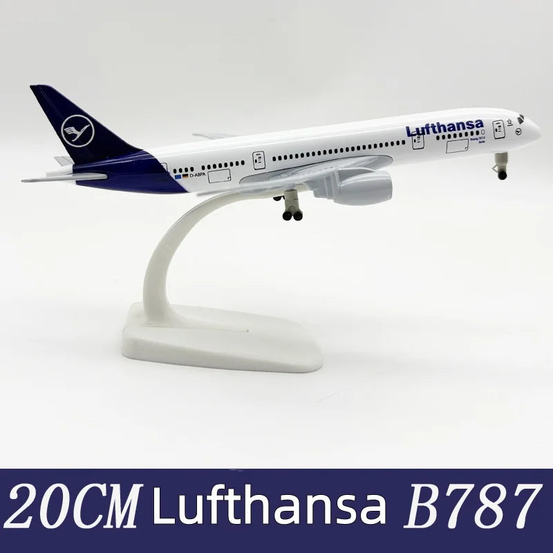 20cm Lufthansa Model Plane B787 Metal Replica Model Plane Aviation Simulation Scale Aircraft Collection Toys Boys Kids