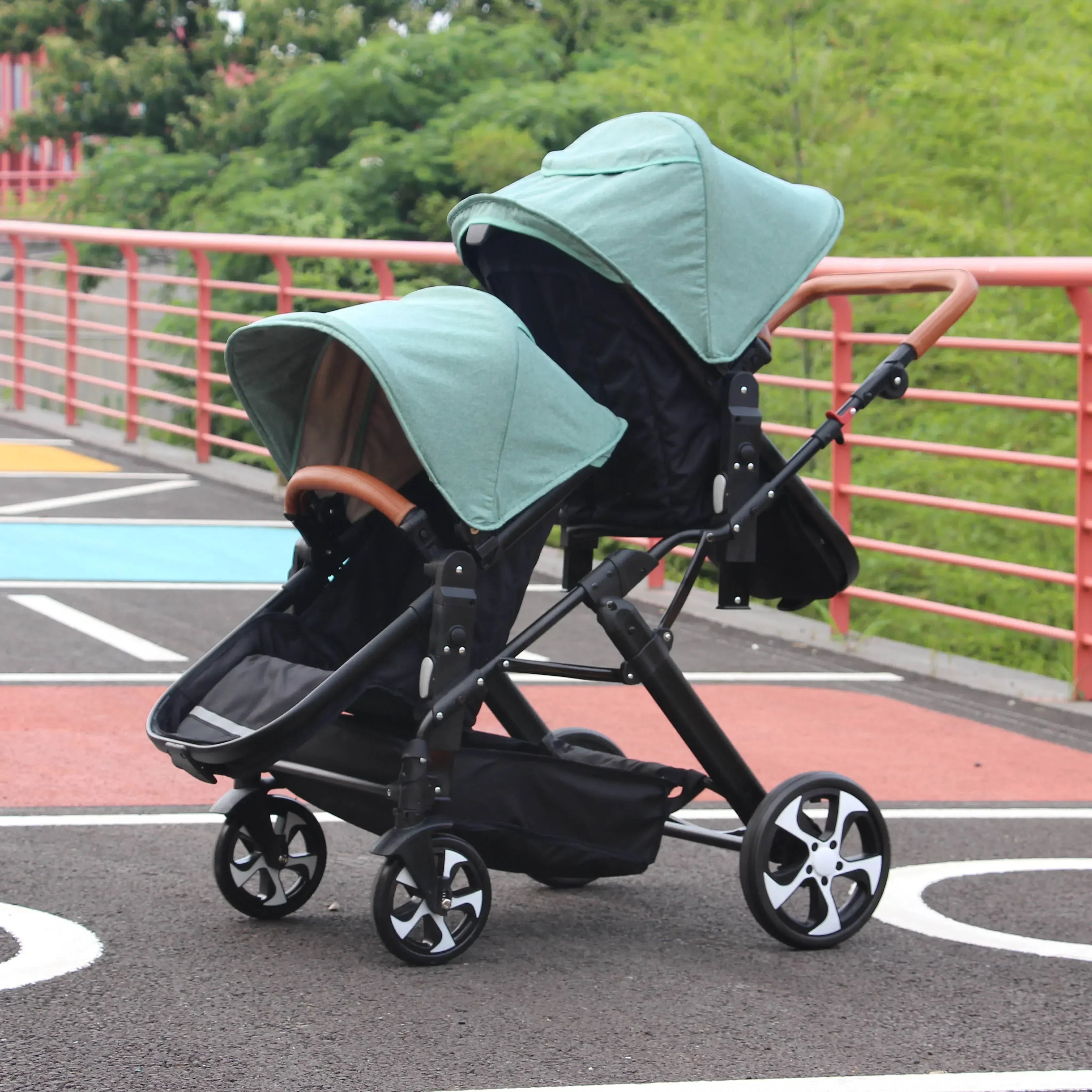 High landscape baby stroller for twins, suitable for folding four wheeled baby strollers for two children NEW 2025 kids car