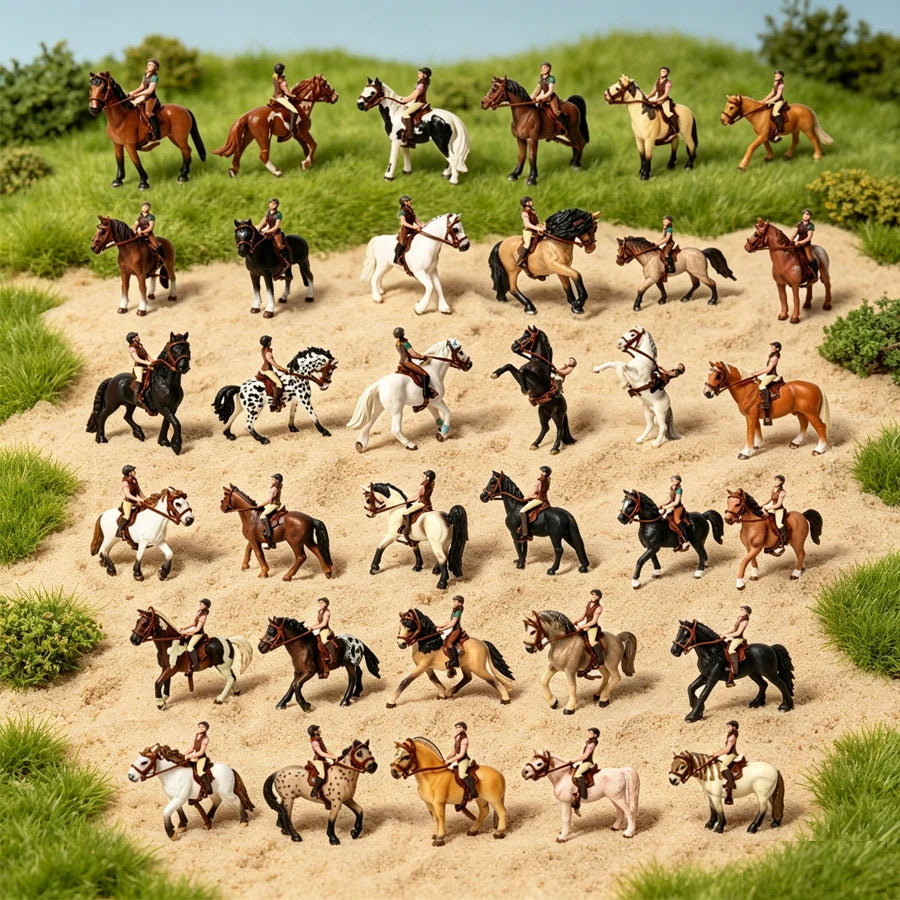 Realistic Equestrian Rider Horse with Saddle and Bridle Riding Playset Model Figures Decoration Educational Toys for Kids