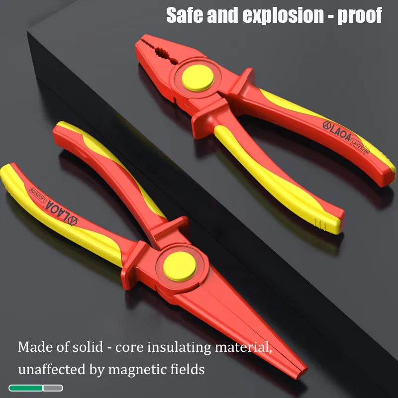 LAOA LA325206 LA325208 Insulated Pliers Set Heavy Duty 1000V High Voltage Resistant For Electrician Live Line Maintenance