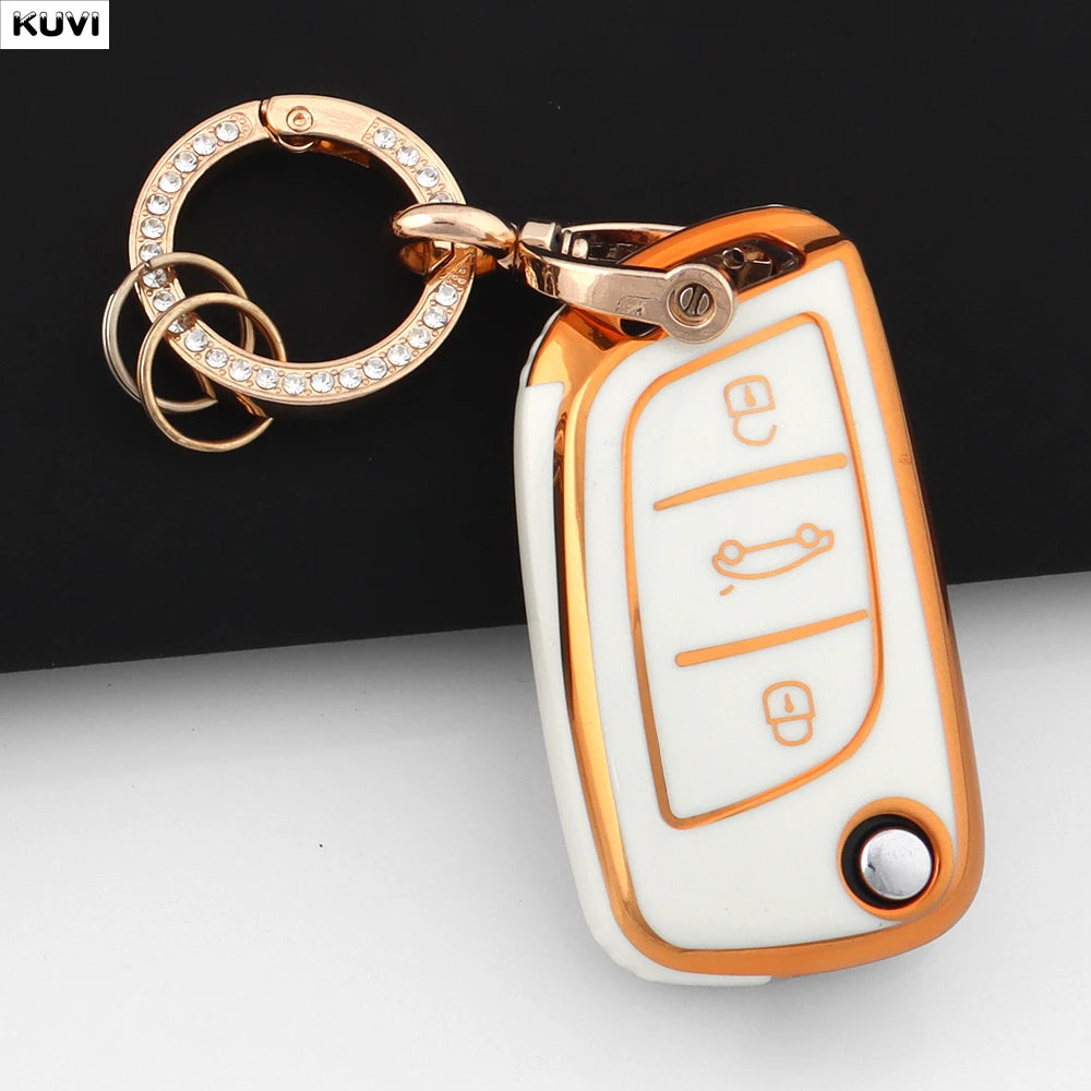 Fashion TPU Car Flip Key Case Cover Shell For Citroen C1 C2 C3 C4 C5 XSARA PICA For Peugeot 306 407 807 For DS DS3 DS4 DS5 DS6