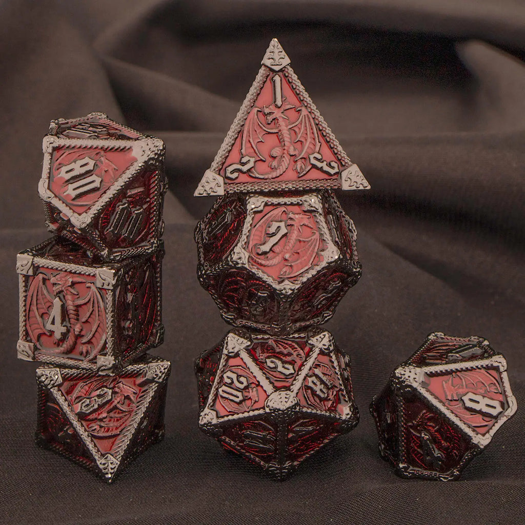DND Metal Dice Set 7pcs – Polyhedral RPG D&D D20 D12 D10 D8 D6 D4 / Ensemble 7 dés métalliques DND – Polyédriques RPG jeux de rôle