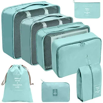 8/9PCS Set Packing Cubes For Travel Waterproof Clothes Underwear Shoes Toiletries Organizer Tidy Pouch Travel Storage Bag