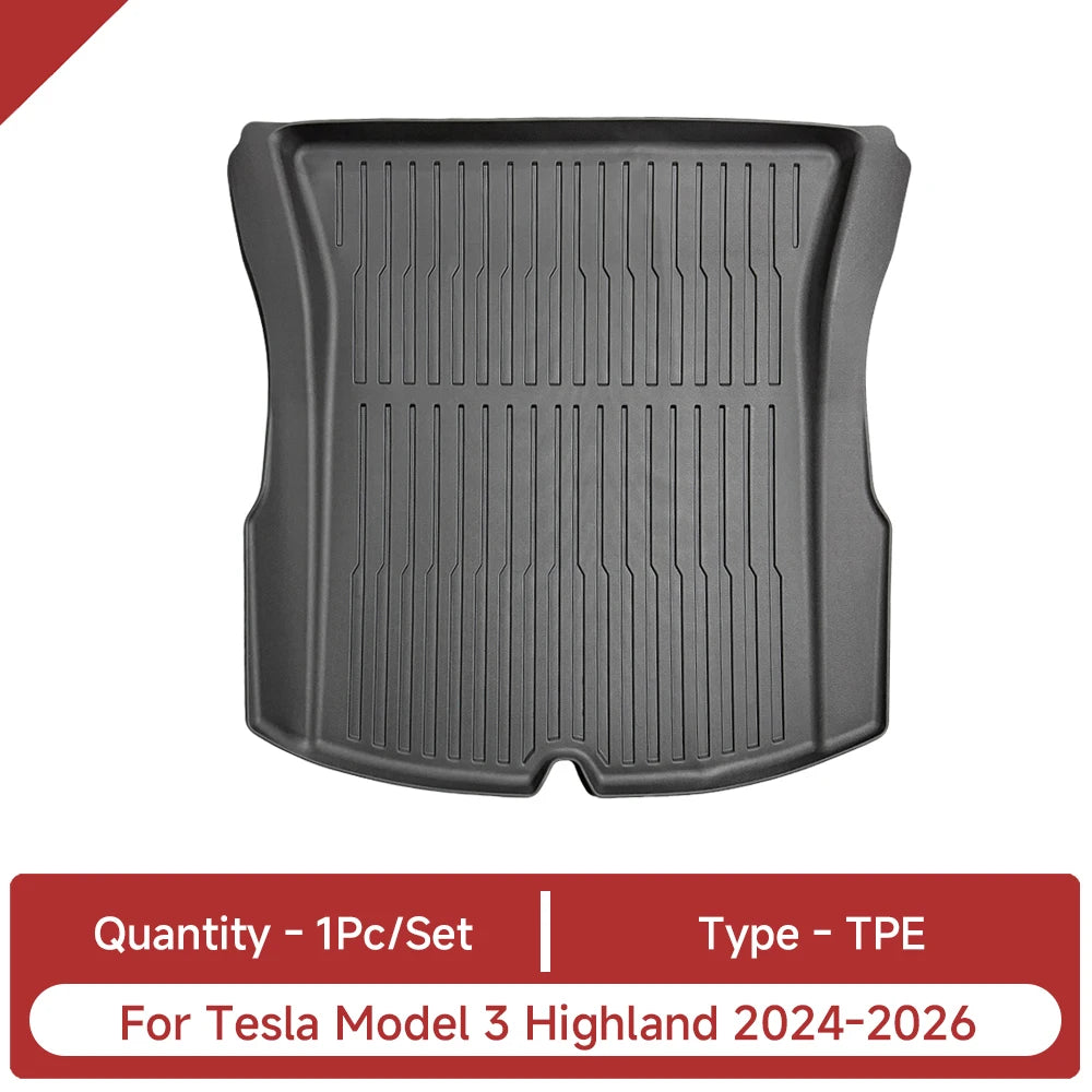 For Tesla Model 3 Highland Accessories TPE Floor Mat Cargo Liner Waterproof Trunk Mat for Tesla Model 3 Highland 2024-2026