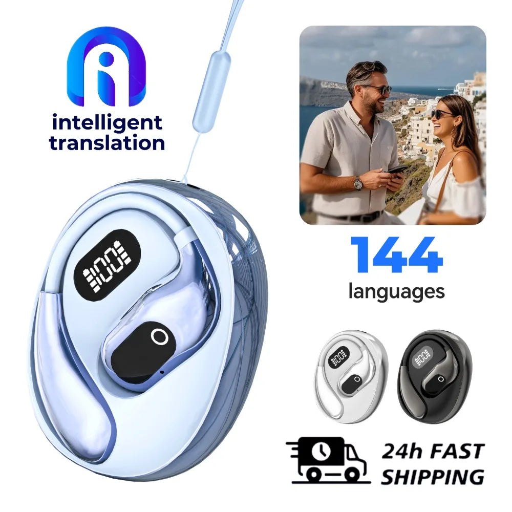 XG99 Translator Headphones 144 Languages Real Time Two-Way Translation Bluetooth Headset Waterproof Earbuds for Business Travel