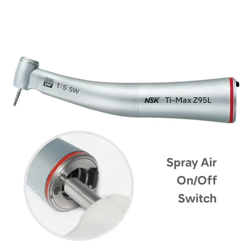 NSK Red Rings Ti Max X95L contraangulo Dental 1:5 Increasing Speed Handpiece Against Contra Angle LED Optic Fiber Quattro Spray