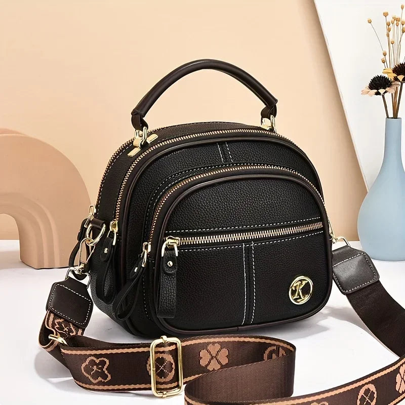 Luxury Multi-pocket Women's Shoulder Bag Hard Leather Handbag For Female Fashion