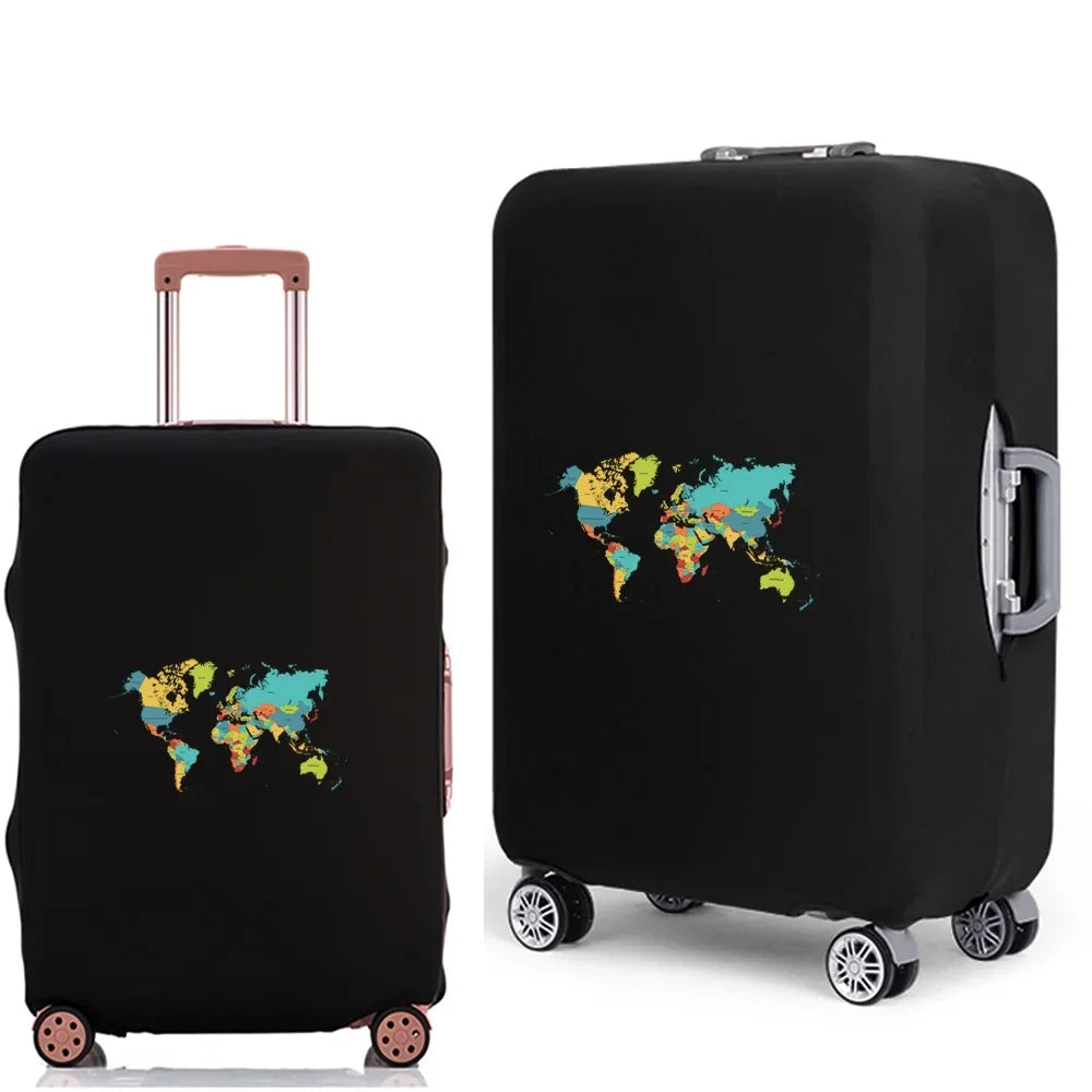 Portable Luggage Protective Cover Travel Pattern Travel Suitcase Cover Elastic Dust Cases for 18 To 28 Inch Travel Trunk Cover