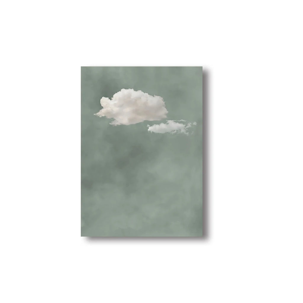 Sage Green Cloud Wall Art Poster Abstract Minimalist Sky Art Canvas Prints for Modern Living Room Bedroom Home Aesthetic Decor