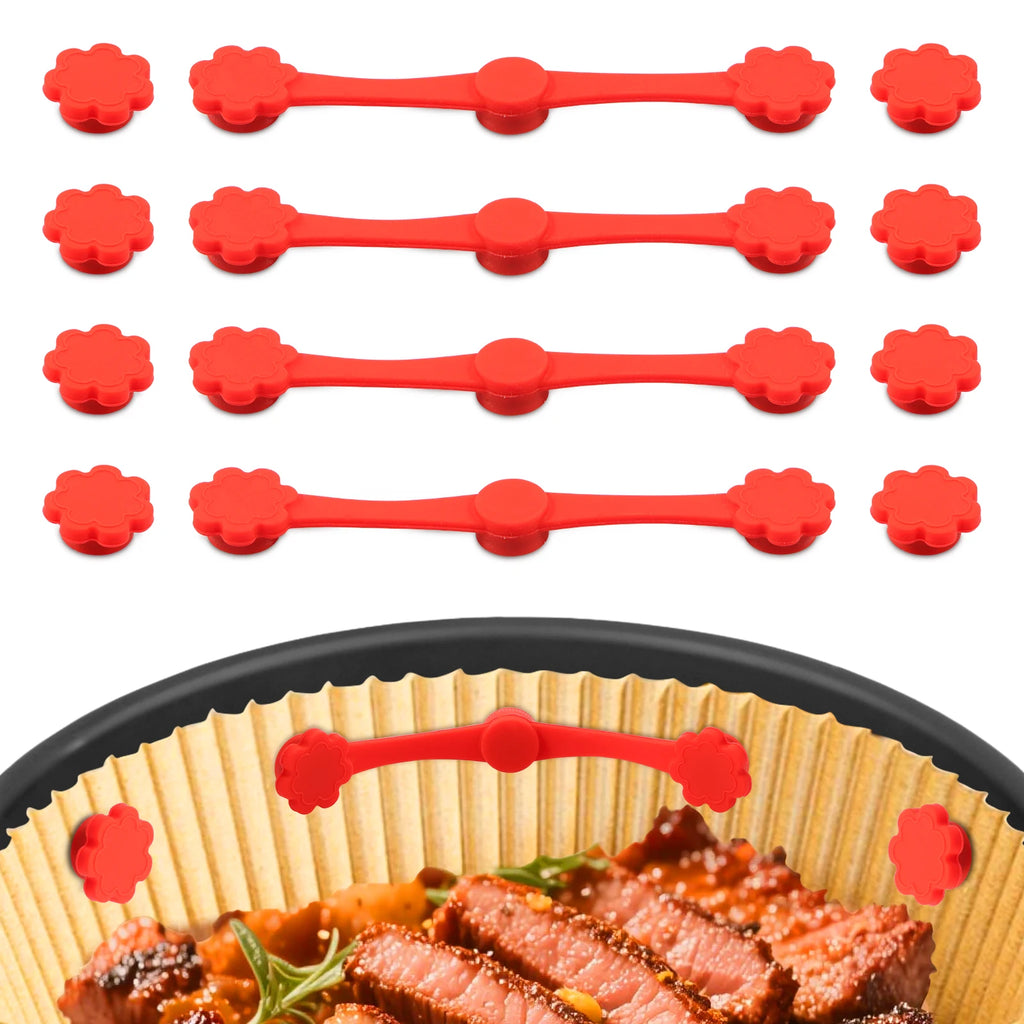 4Pcs Air Fryer Magnet Silicone Buckle Air Fryer Parchment Paper Lock Liners Prevent Paper to Burn Air Fryer Baking Accessories