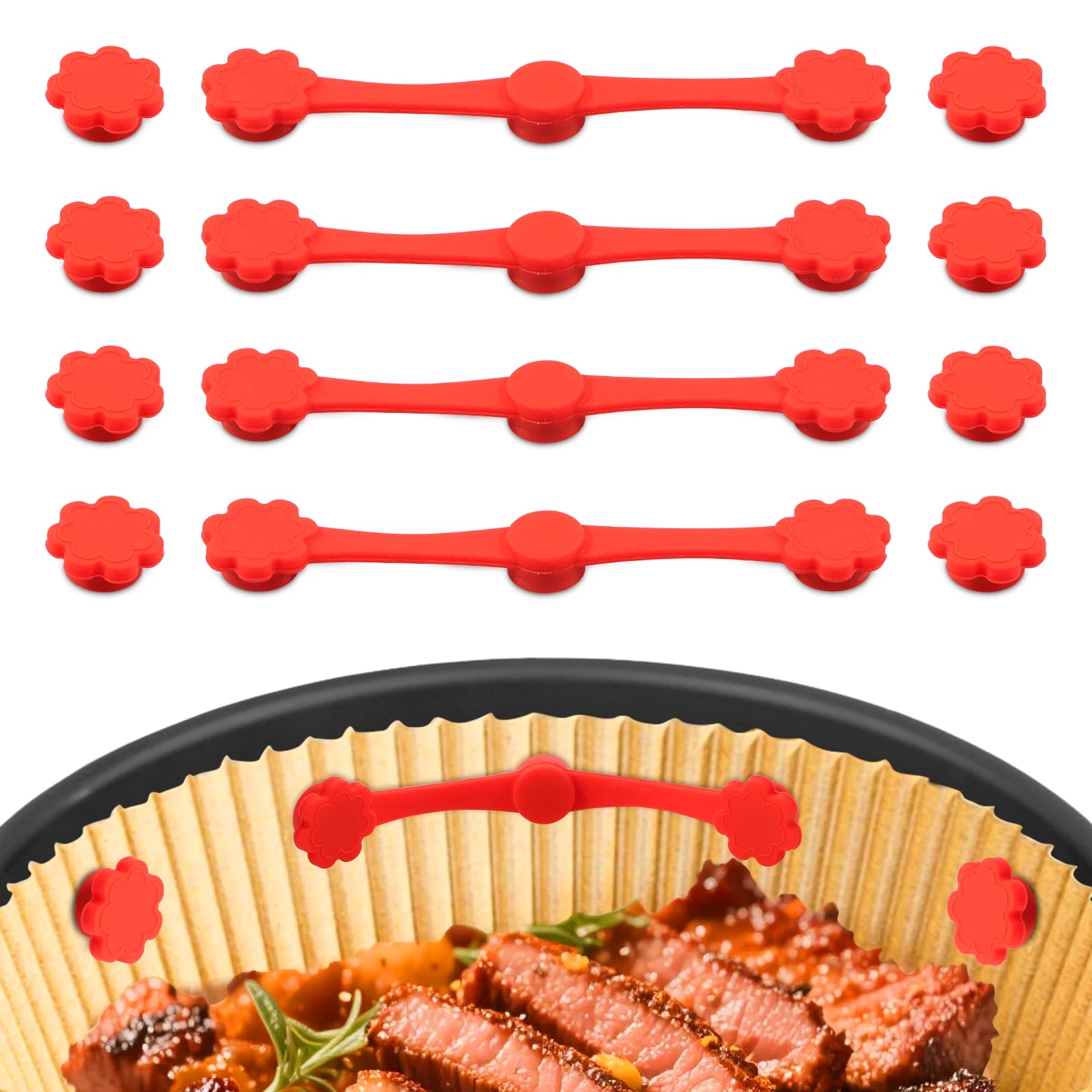 4Pcs Air Fryer Magnet Silicone Buckle Air Fryer Parchment Paper Lock Liners Prevent Paper to Burn Air Fryer Baking Accessories