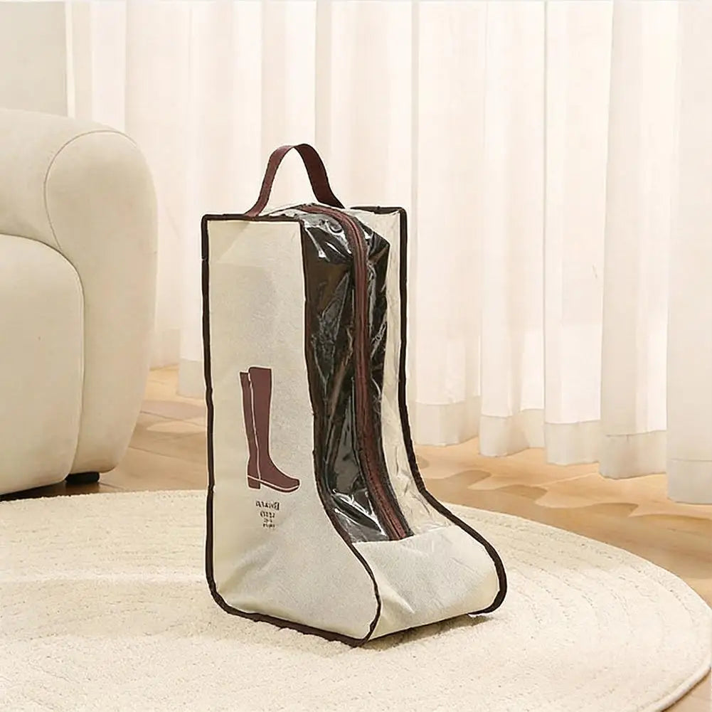 Travel Boot Storage Bag Portable Dustproof Shoe Organizer Widened Visual Pouch for Long/Short Boots Household Space Saving Case