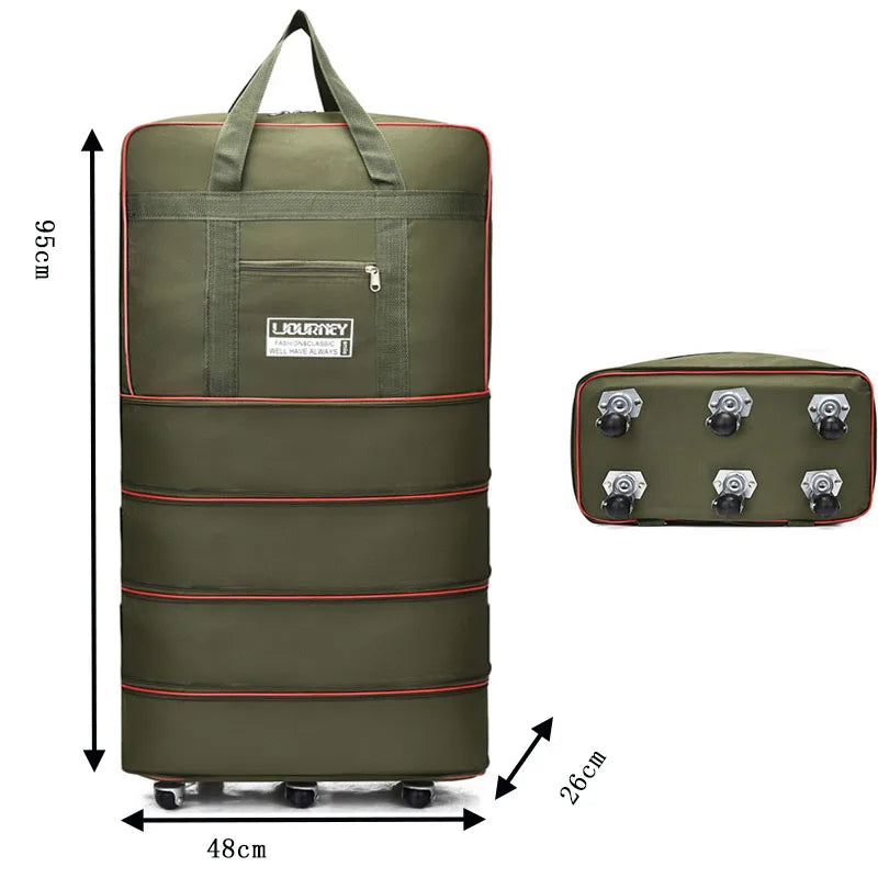 Folding Travel Bag, Luggage Compartment, Swivel Wheel Storage Box, Large Capacity Telescopic Luggage Bag, Overnight Bag