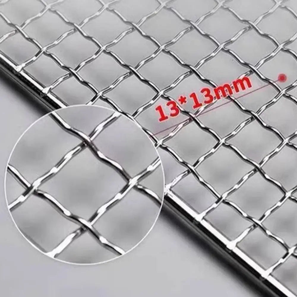 Durable Stainless Steel Fish Grilling Rack Double-sided Square BBQ Grill Thickened High Temperature Resistant Meat Grilling Rack