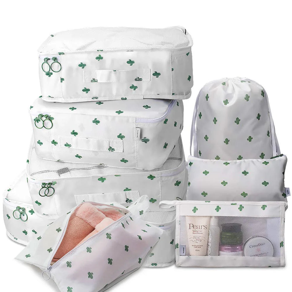 8Pcs Travel Organizer Storage Bags Wardrobe Cube Suitcase Packing Cubes Set Storages Luggage Clothes Shoe Pouch Folding