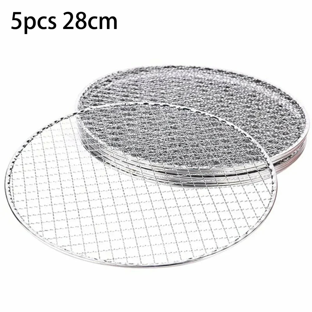 5pcs Round Disposable Wire Net Grill Racks Iron Roast Grate Cooking Barbecue BBQ Home Outdoor Cooking Equipment Accessories