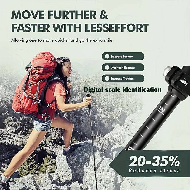 2 Pack Lightweight 100% Carbon Fiber Collapsible Sticks for Walking and Hiking - for Men and Women - Adjustable Height and Retra