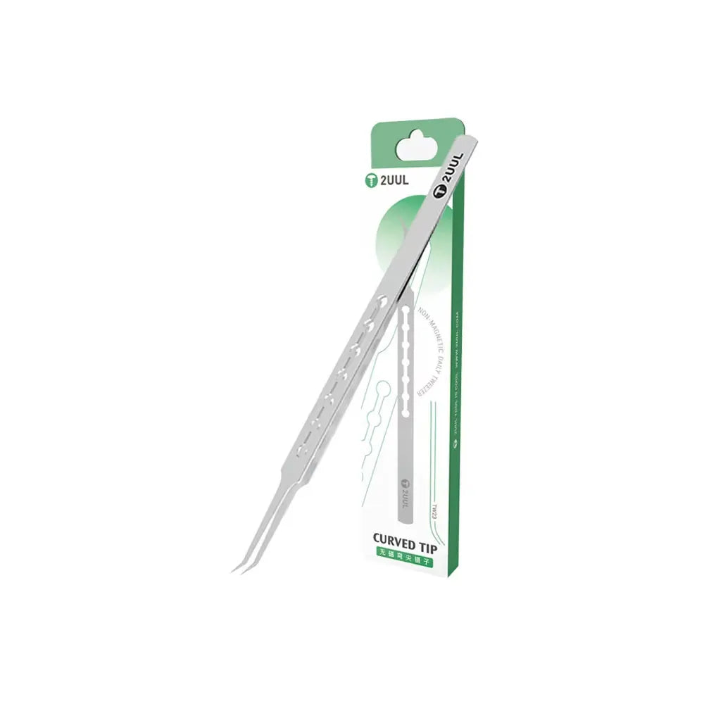 2UUL TW23 Curved Tip Non Magnetic Daily Tweezers Anti-slip Design Precision Curved Tip for Thin Wire Grip Phone IC Chip Tweezer