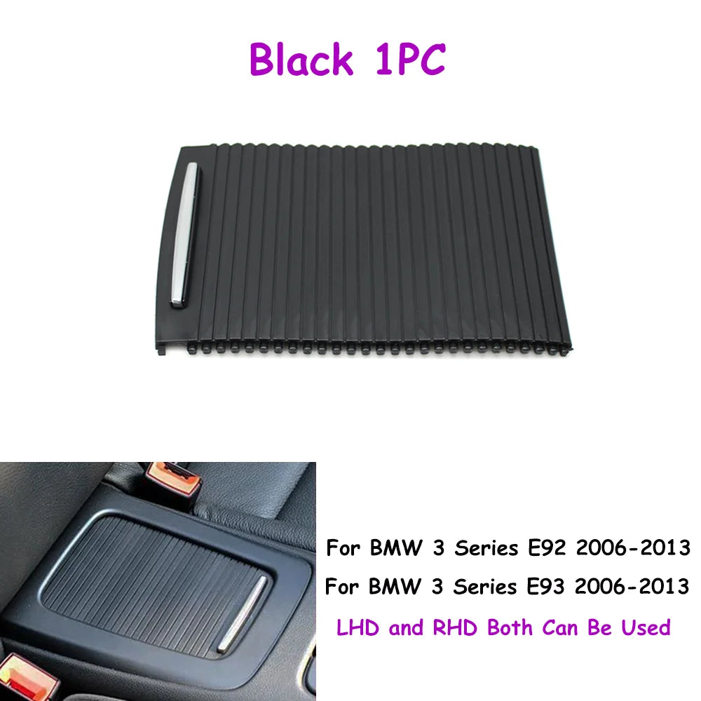 E92 E93 Car Accessories Rear Seat Central Storage Box Rolling Cover Water Cup Holder Cover For BMW 2006-2013 51166963913