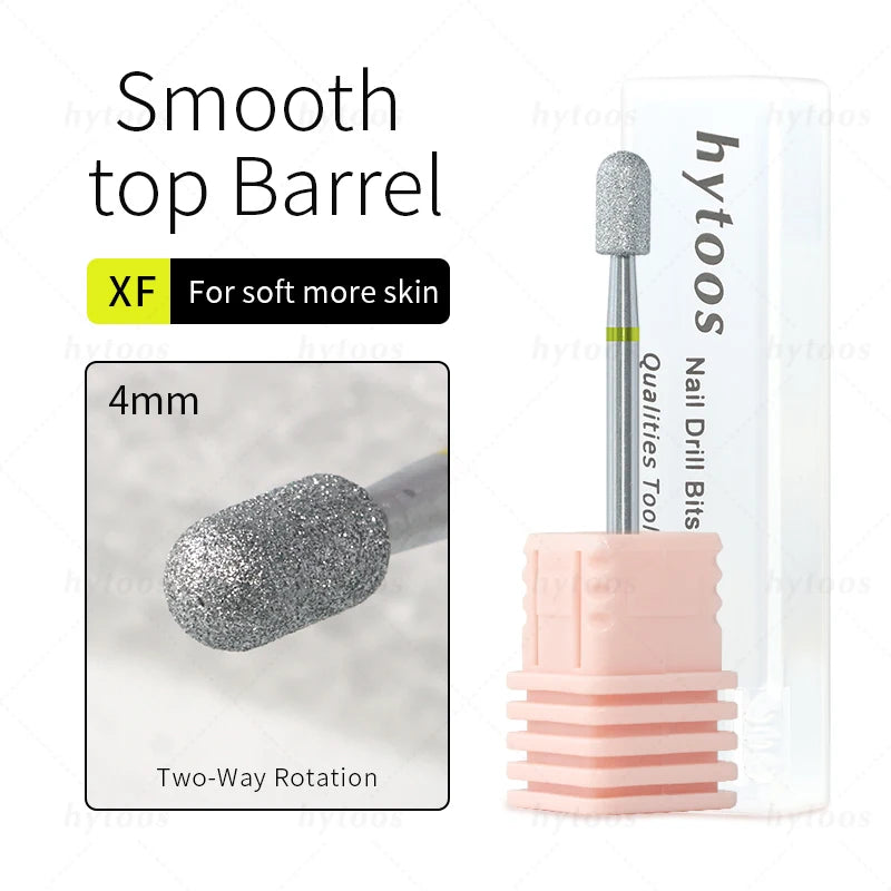 HYTOOS Chrome Diamond Nail Drill Bits Pro Russian Rounded Top Cuticle Clean Bit for Nail Drill Dead Skin Cleaner Nails Prep Tool