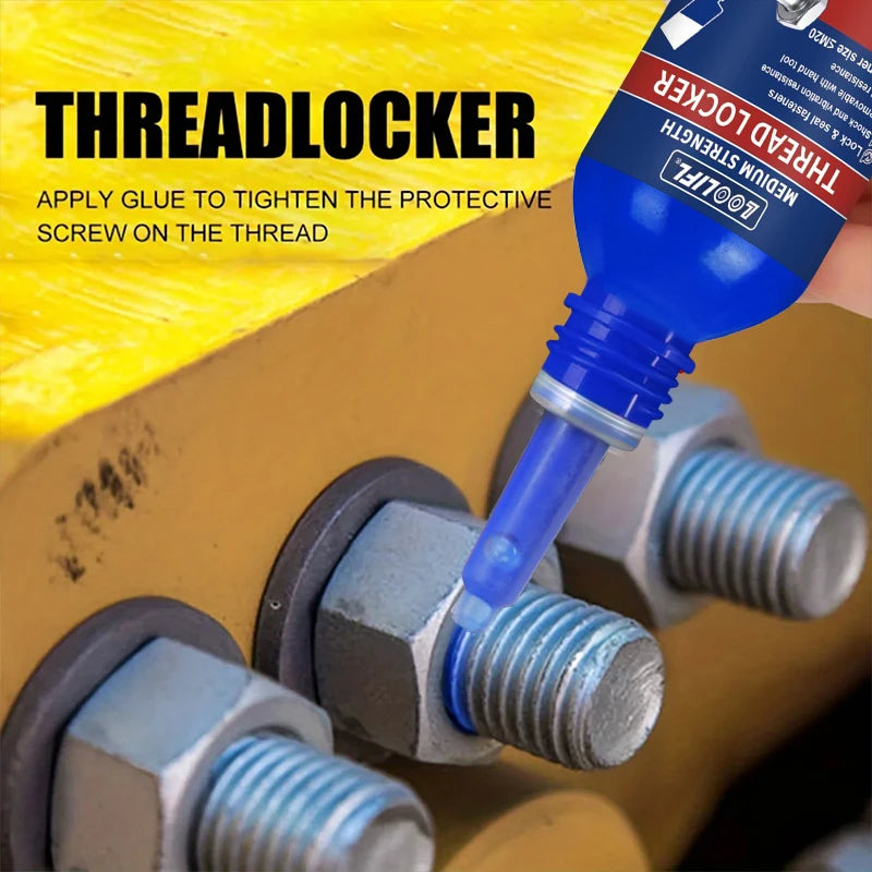 L00Lifl Blue Screw Adhesive 10ml - High-Strength, High-Temperature Resistant, Anti-Vibration Adhesive Specifically for Metal Fasteners, Removable Anaerobic Adhesive with Thread Locking Agent, Industrial-Grade Strength Adhesiv